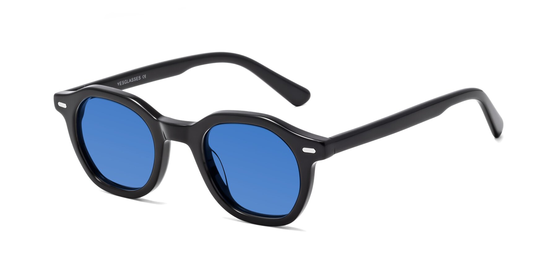 Angle of Potter in Black with Blue Tinted Lenses