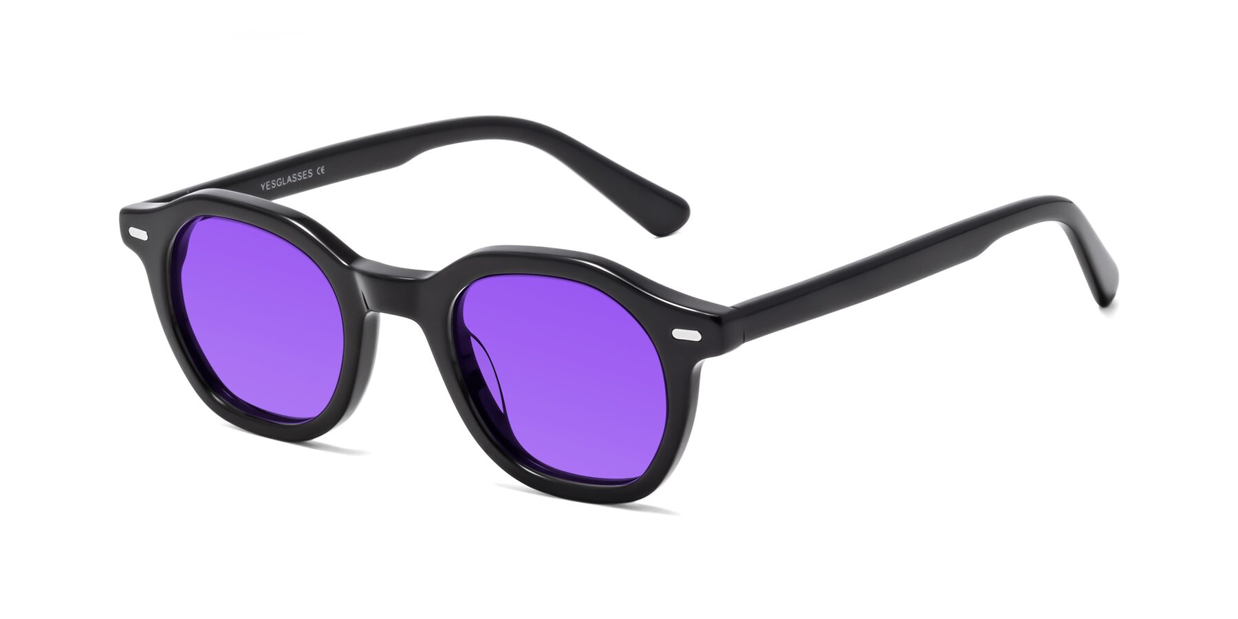 Angle of Potter in Black with Purple Tinted Lenses
