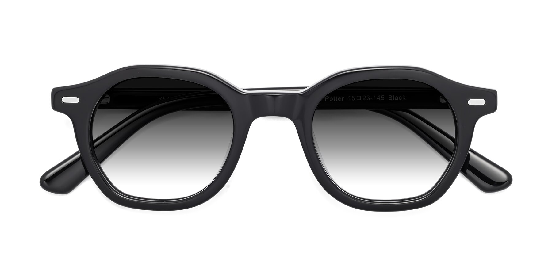 Folded Front of Potter in Black with Gray Gradient Lenses