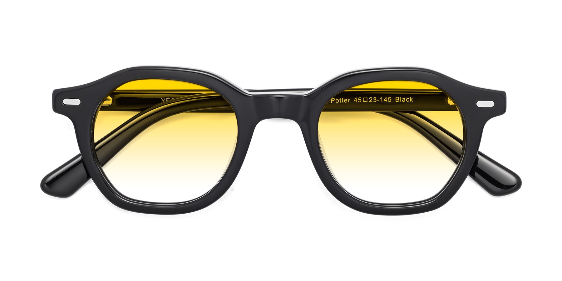 Folded Front of Potter in Black with Yellow Gradient Lenses