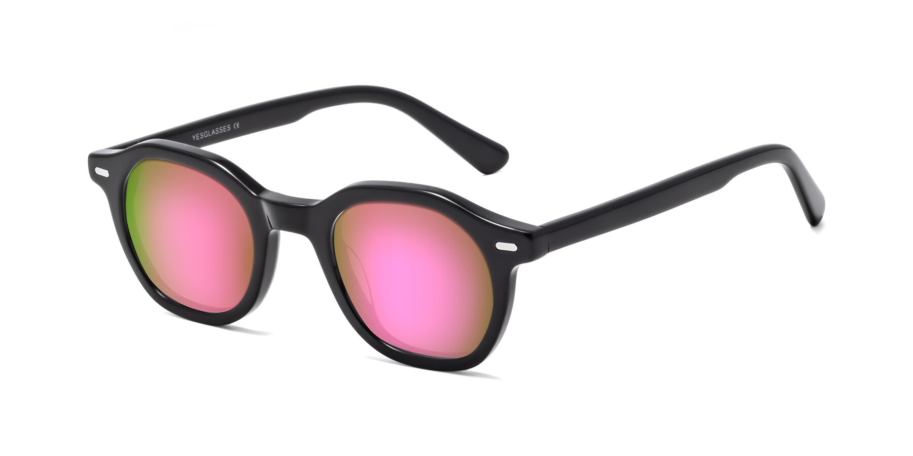 Angle of Potter in Black with Pink Mirrored Lenses