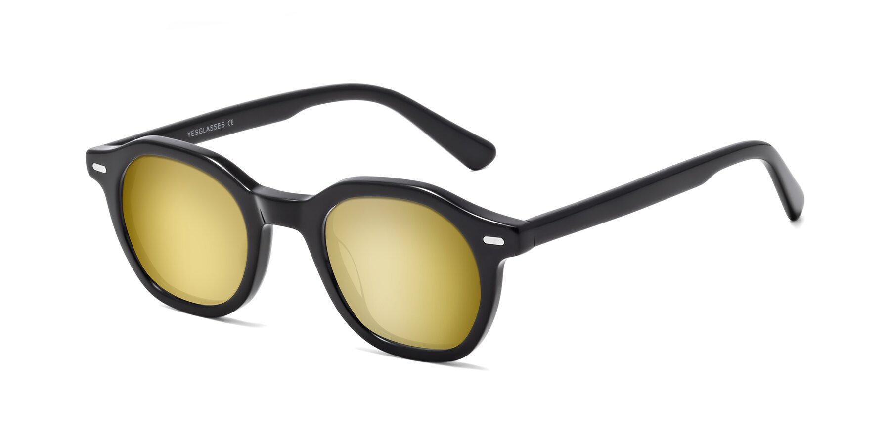 Angle of Potter in Black with Gold Mirrored Lenses