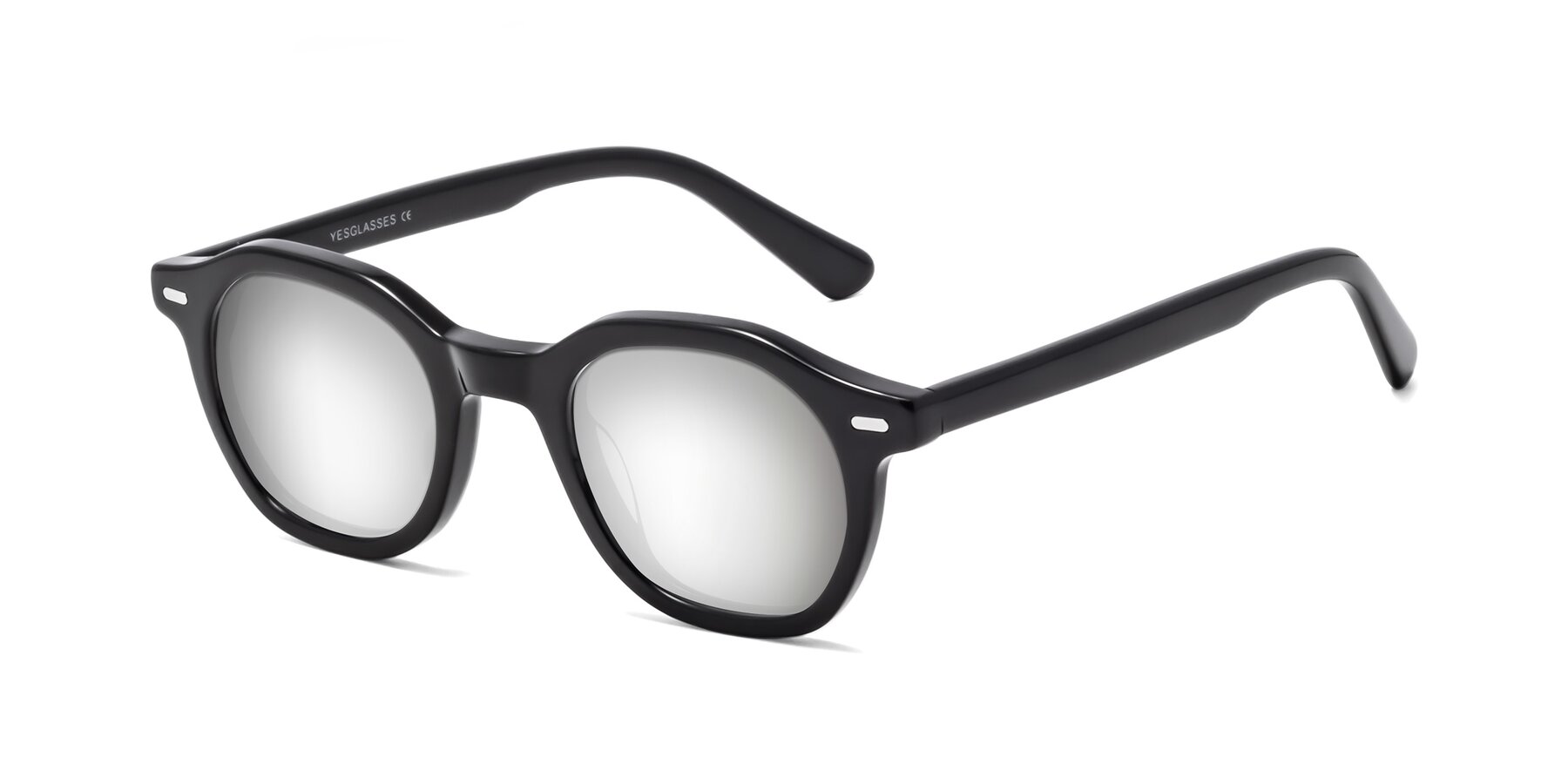 Angle of Potter in Black with Silver Mirrored Lenses