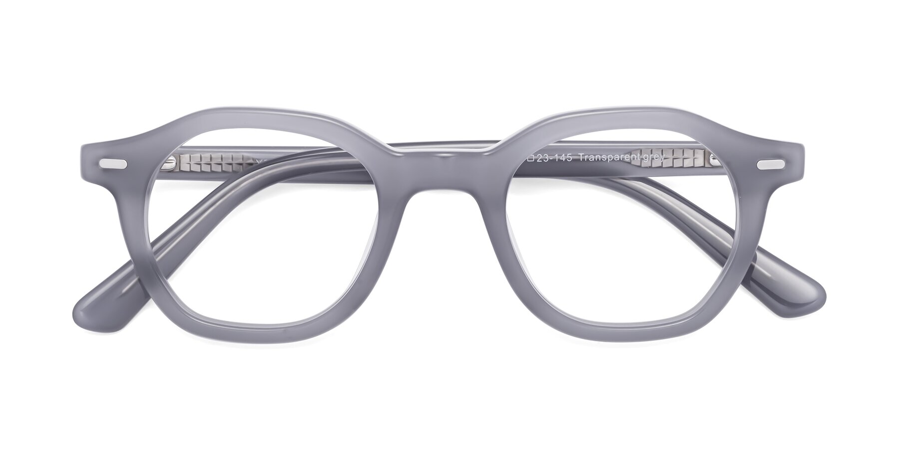 Folded Front of Potter in Transparent Gray with Clear Eyeglass Lenses