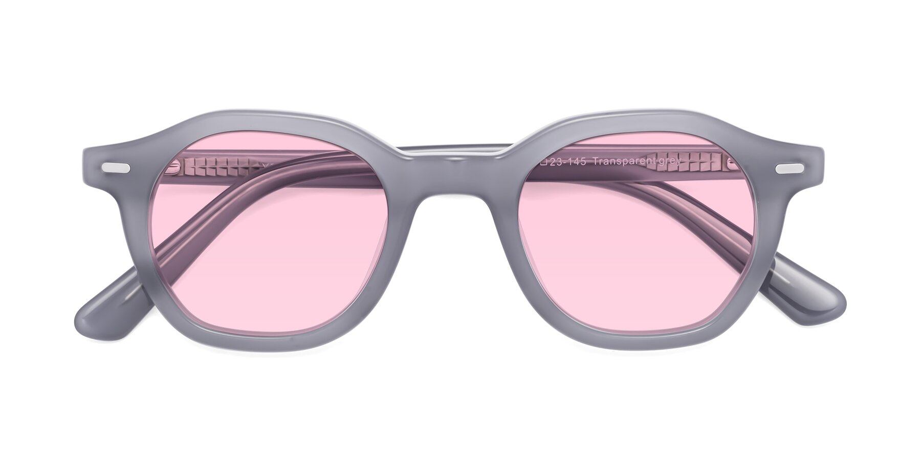Folded Front of Potter in Transparent Gray with Light Pink Tinted Lenses