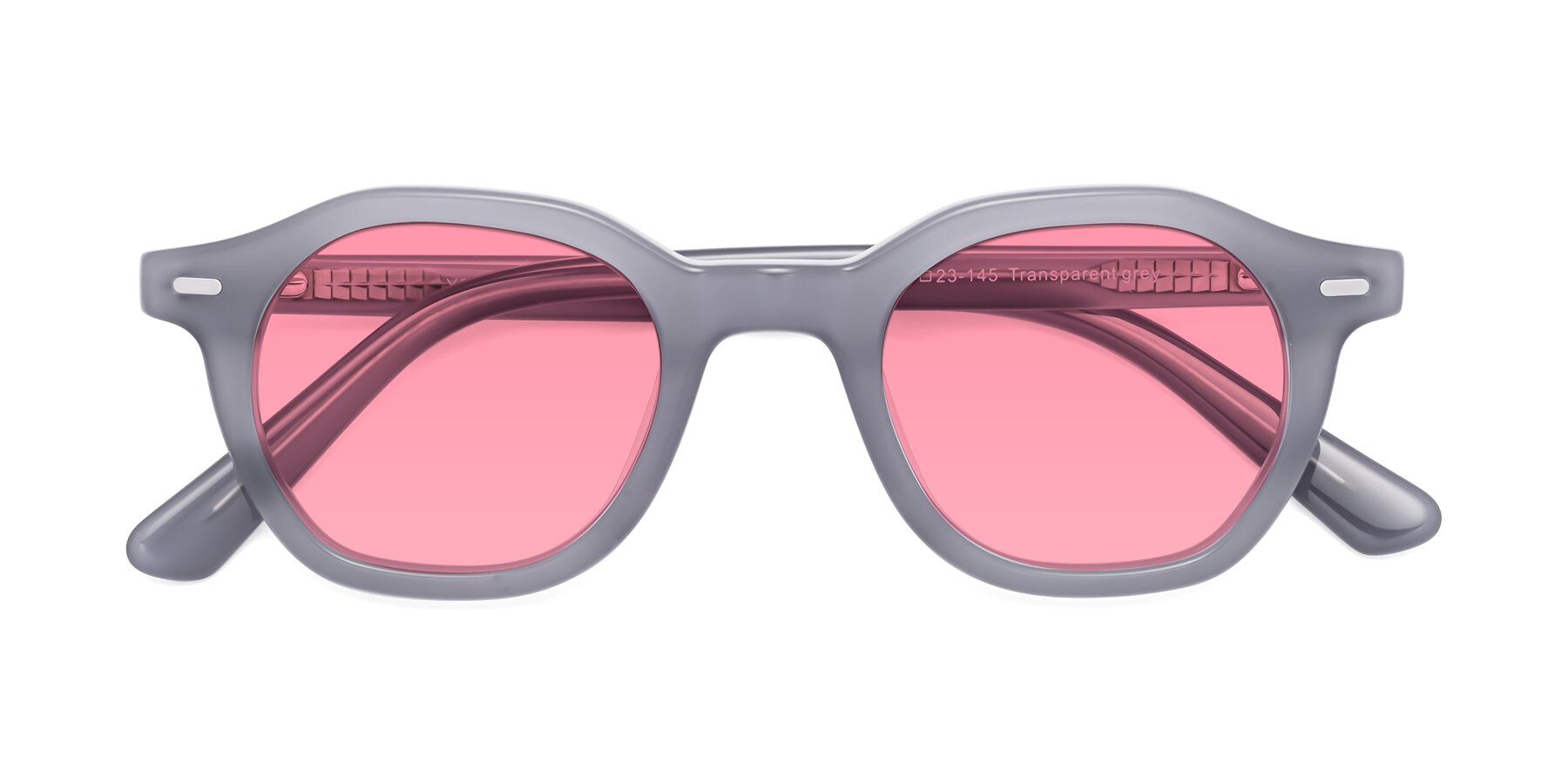 Folded Front of Potter in Transparent Gray with Pink Tinted Lenses