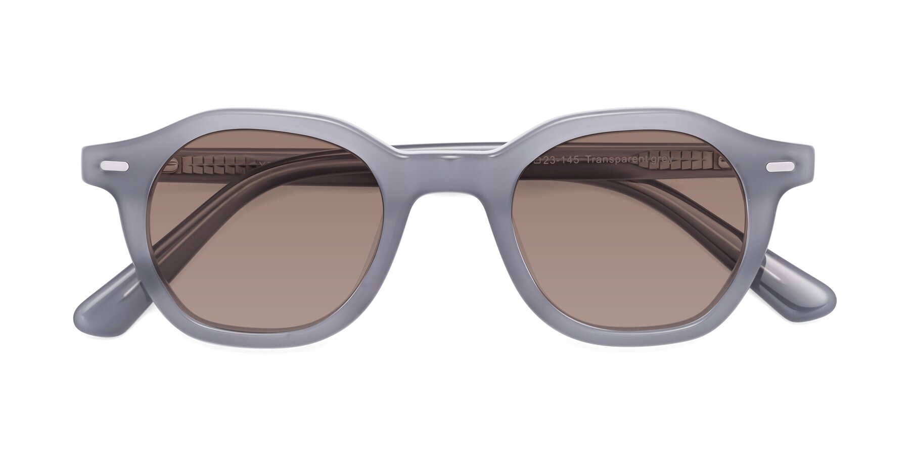 Folded Front of Potter in Transparent Gray with Medium Brown Tinted Lenses