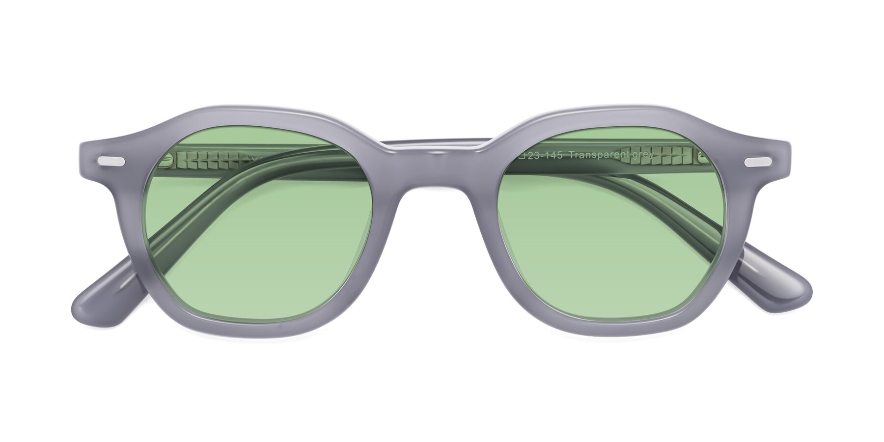 Folded Front of Potter in Transparent Gray with Medium Green Tinted Lenses