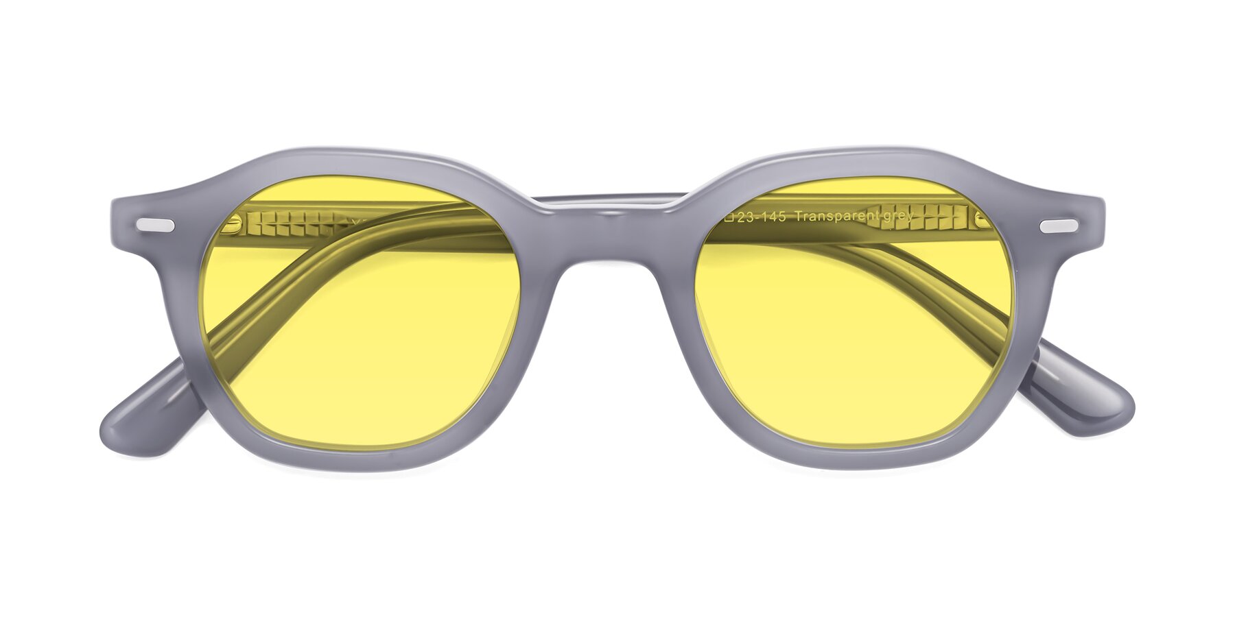Folded Front of Potter in Transparent Gray with Medium Yellow Tinted Lenses