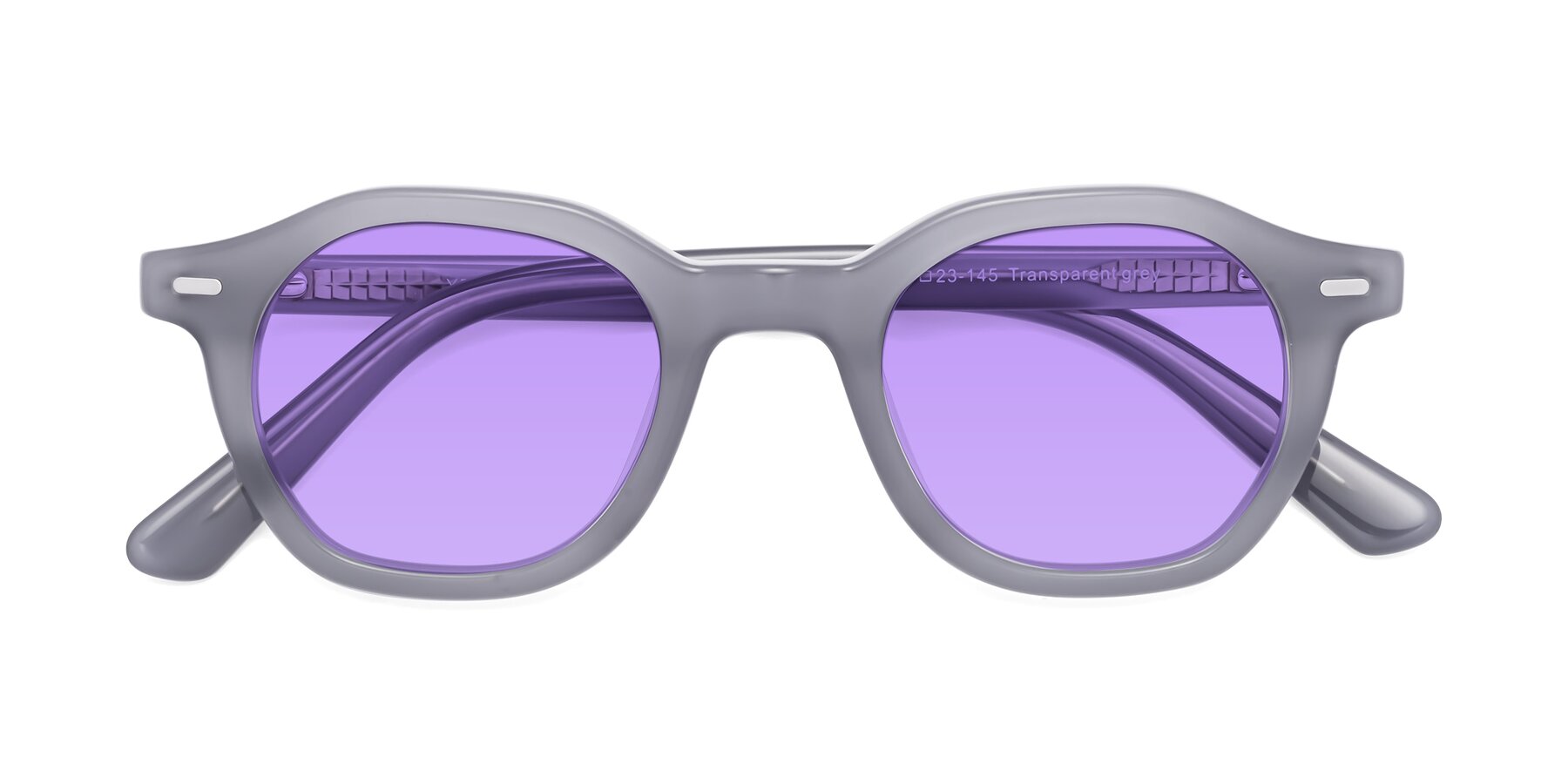 Folded Front of Potter in Transparent Gray with Medium Purple Tinted Lenses