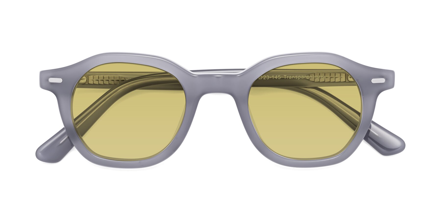 Folded Front of Potter in Transparent Gray with Medium Champagne Tinted Lenses