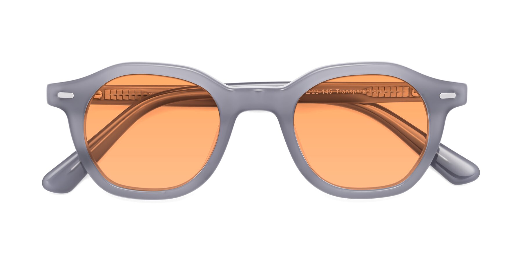 Folded Front of Potter in Transparent Gray with Medium Orange Tinted Lenses