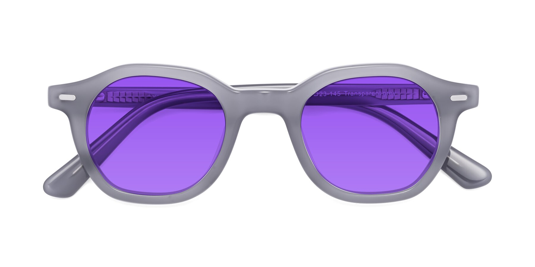 Folded Front of Potter in Transparent Gray with Purple Tinted Lenses