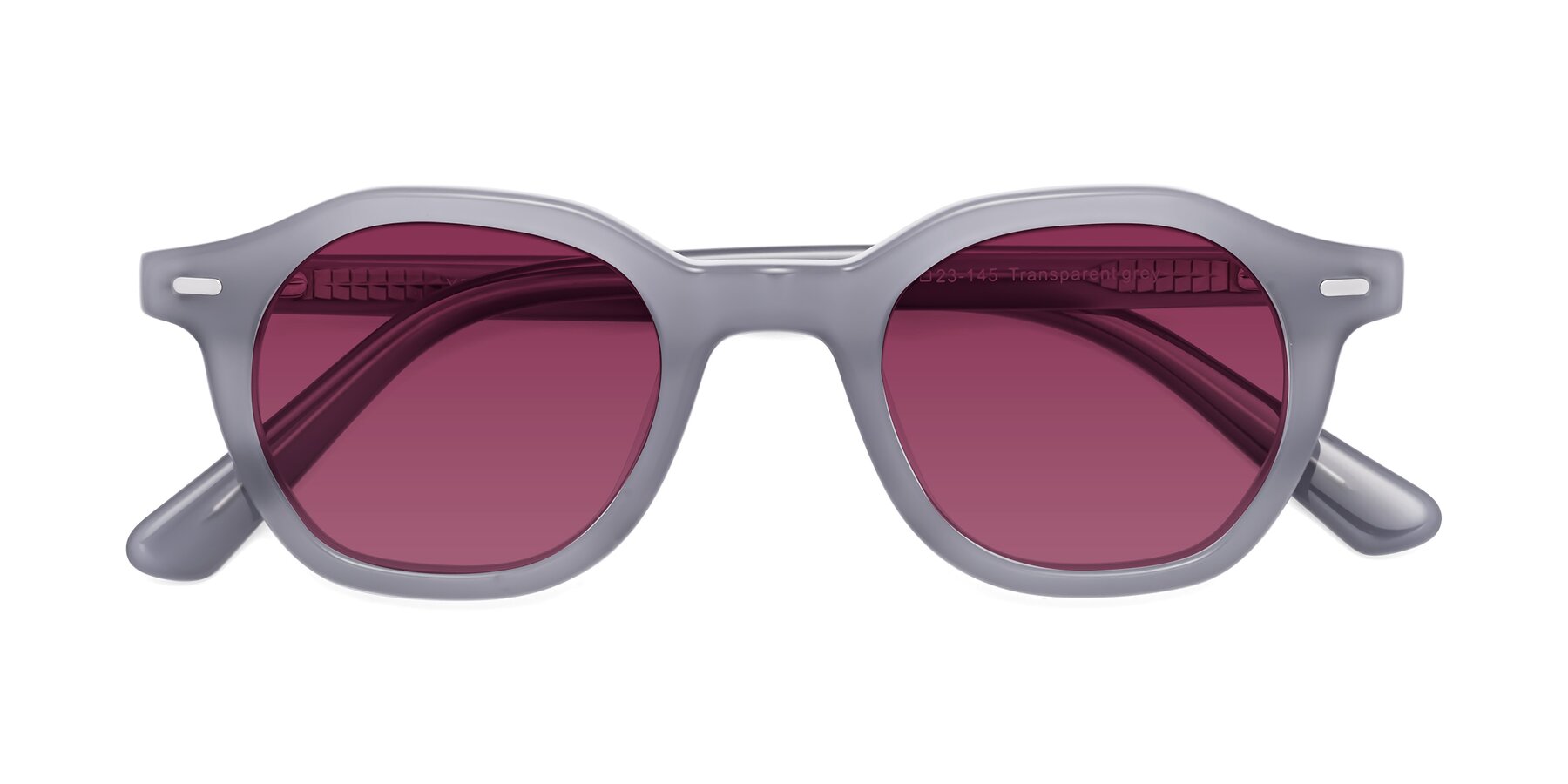 Folded Front of Potter in Transparent Gray with Wine Tinted Lenses