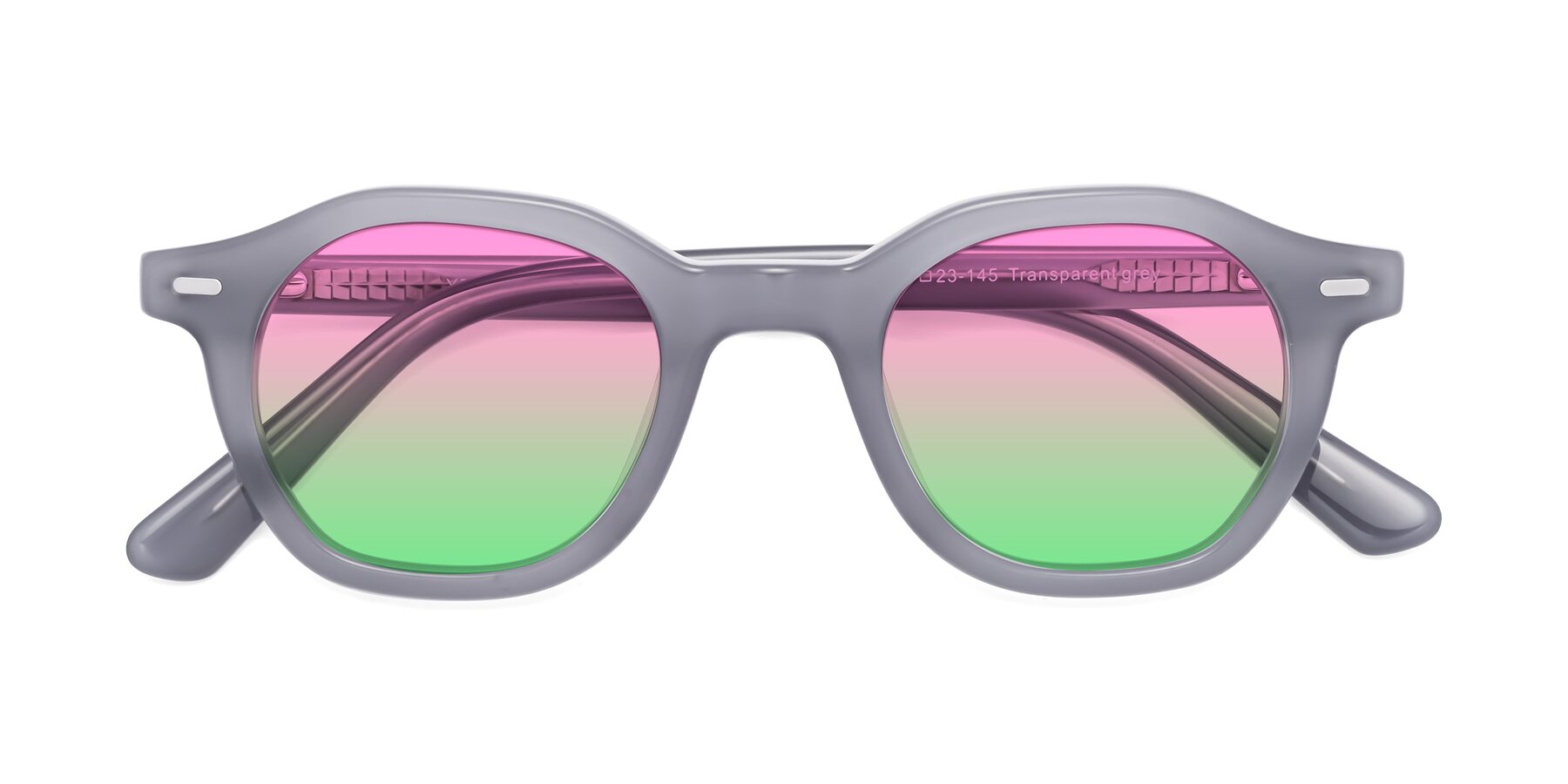 Folded Front of Potter in Transparent Gray with Pink / Green Gradient Lenses