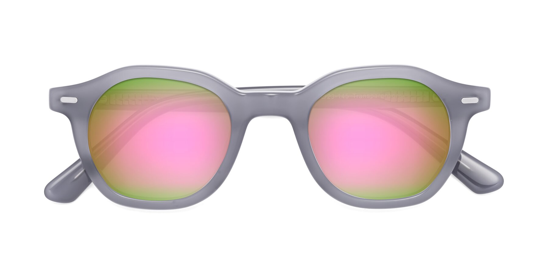 Folded Front of Potter in Transparent Gray with Pink Mirrored Lenses