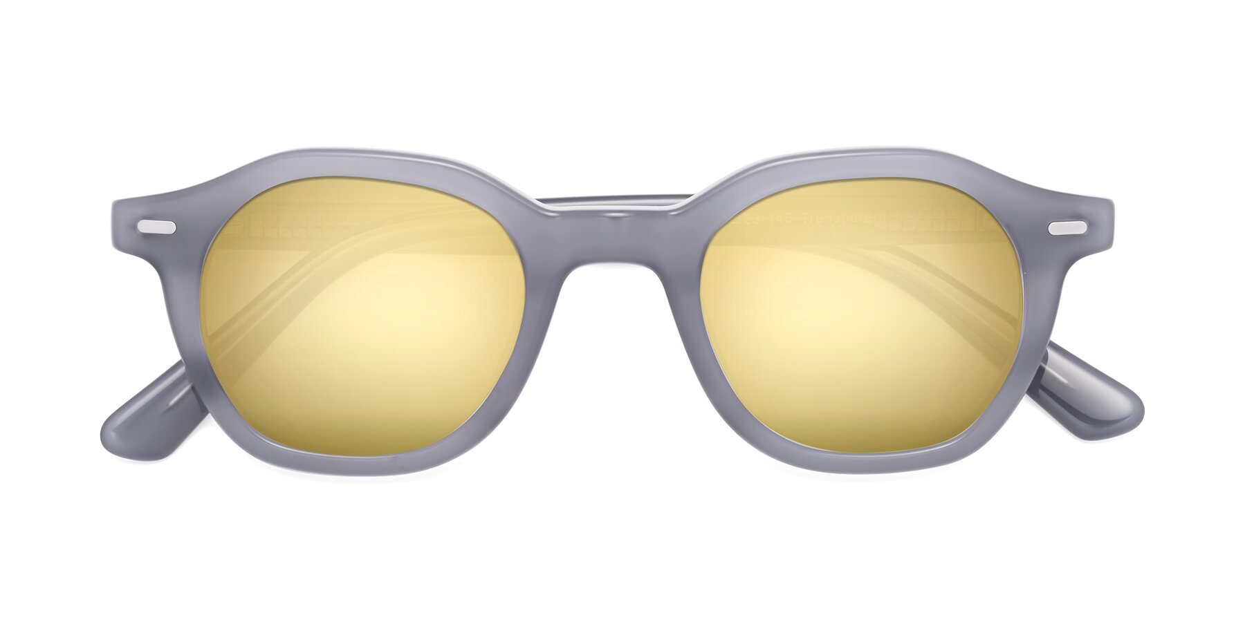 Folded Front of Potter in Transparent Gray with Gold Mirrored Lenses