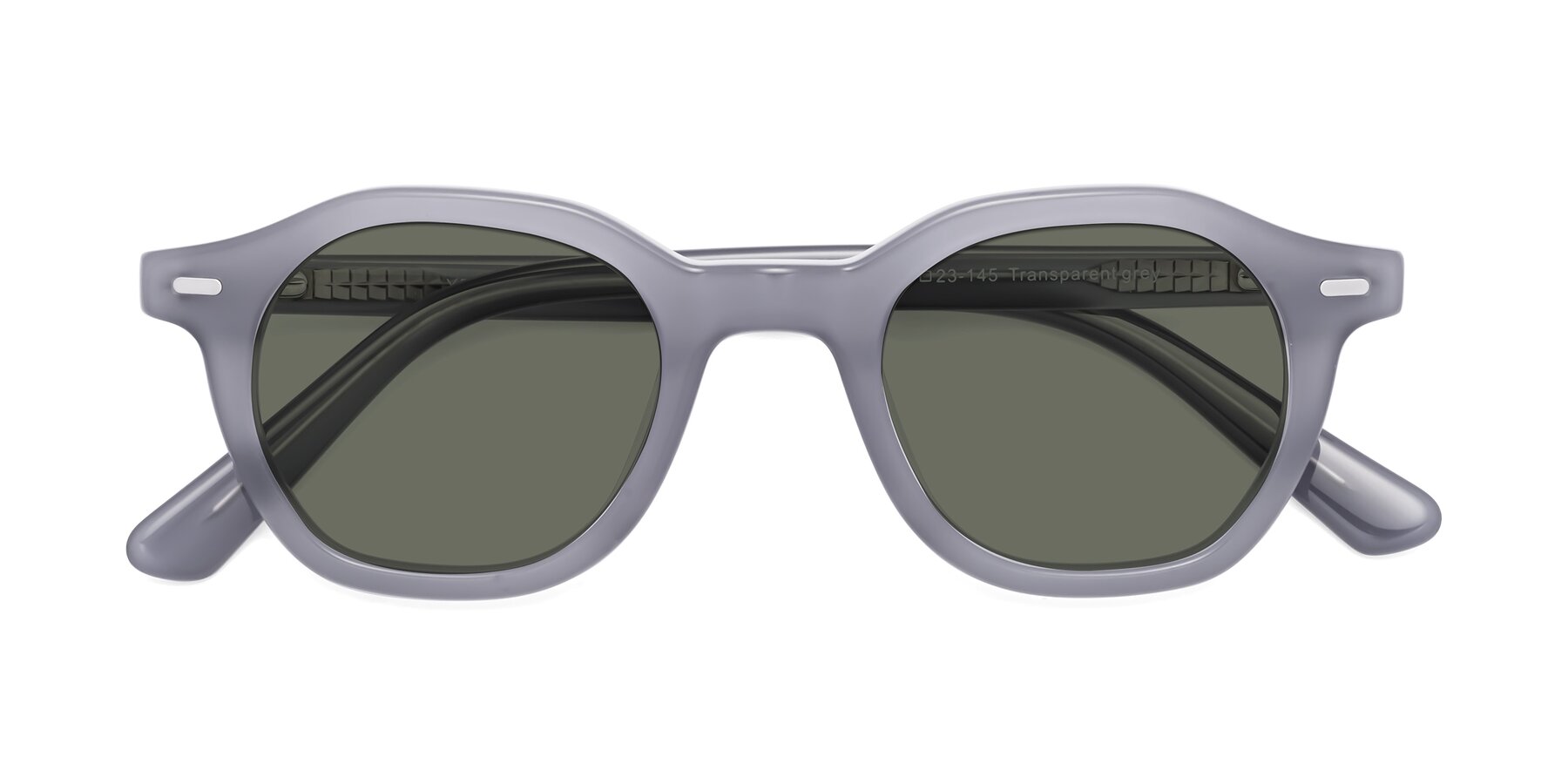 Folded Front of Potter in Transparent Gray with Gray Polarized Lenses