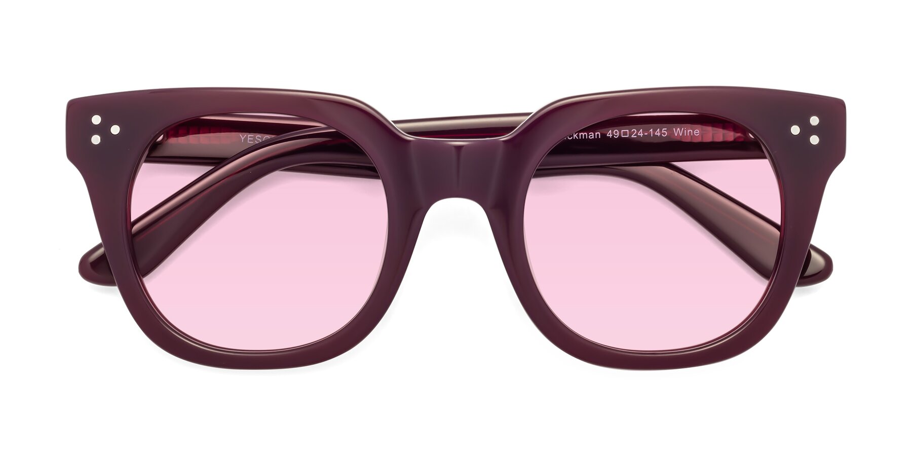 Folded Front of Jackman in Wine with Light Pink Tinted Lenses