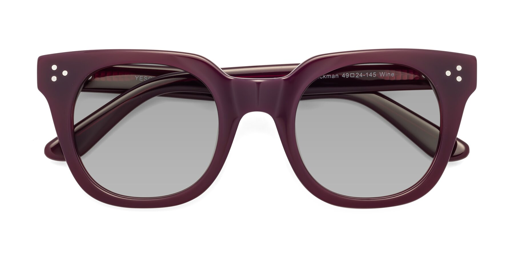 Folded Front of Jackman in Wine with Light Gray Tinted Lenses