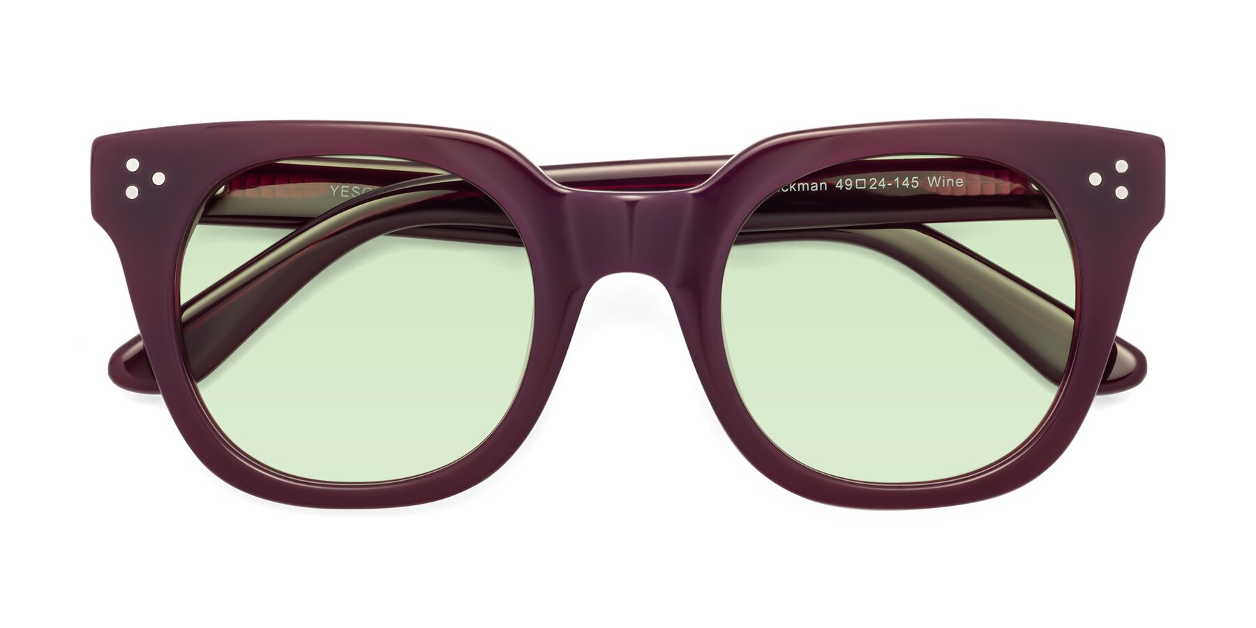 Folded Front of Jackman in Wine with Light Green Tinted Lenses