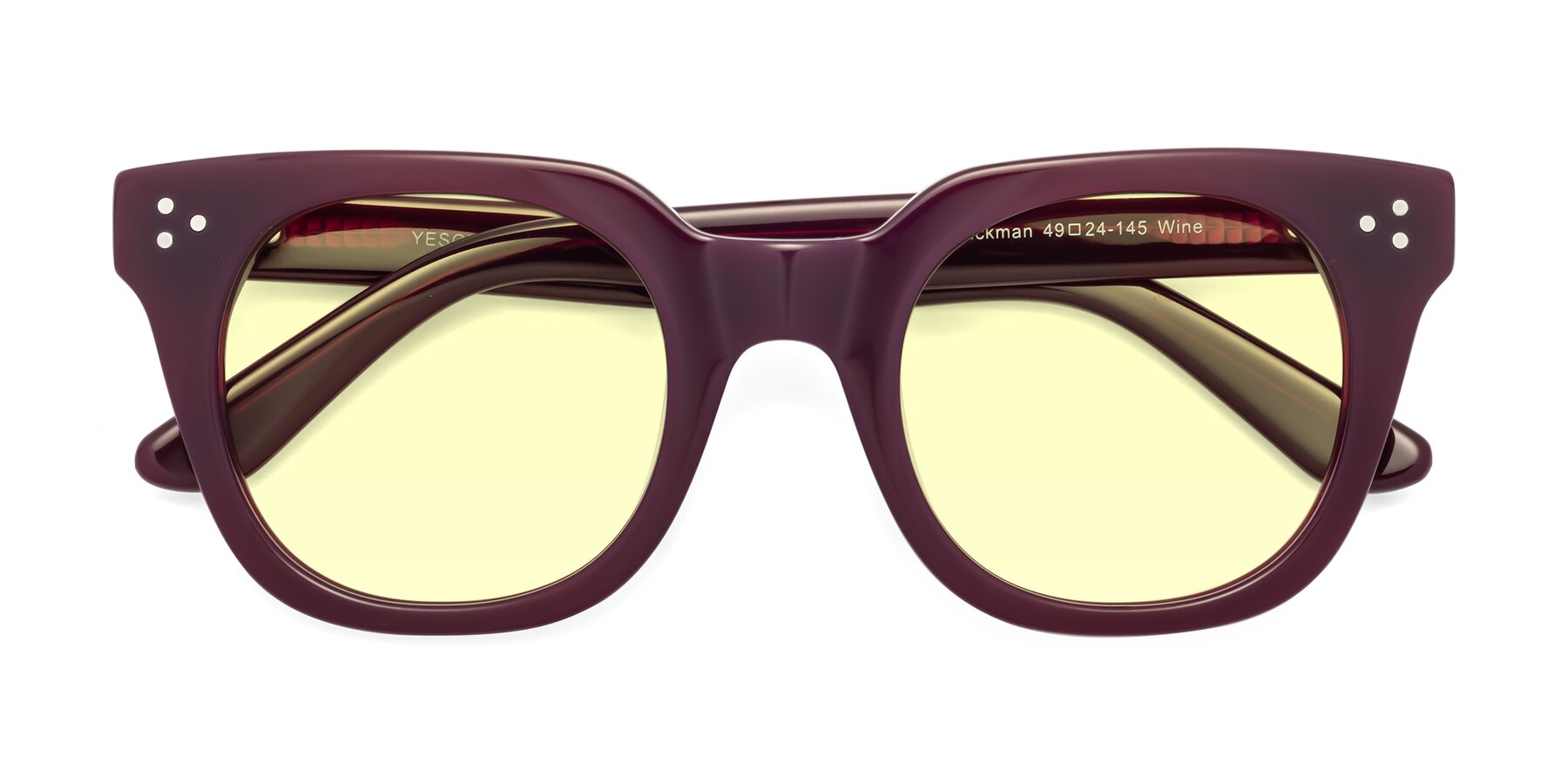 Folded Front of Jackman in Wine with Light Yellow Tinted Lenses