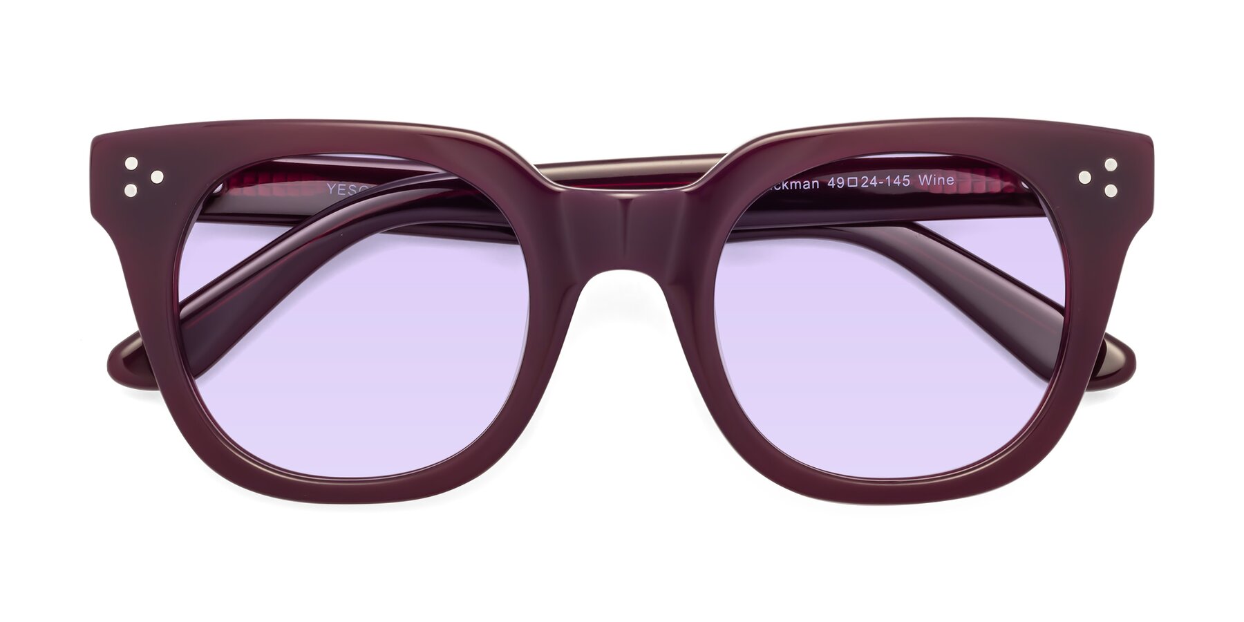 Folded Front of Jackman in Wine with Light Purple Tinted Lenses
