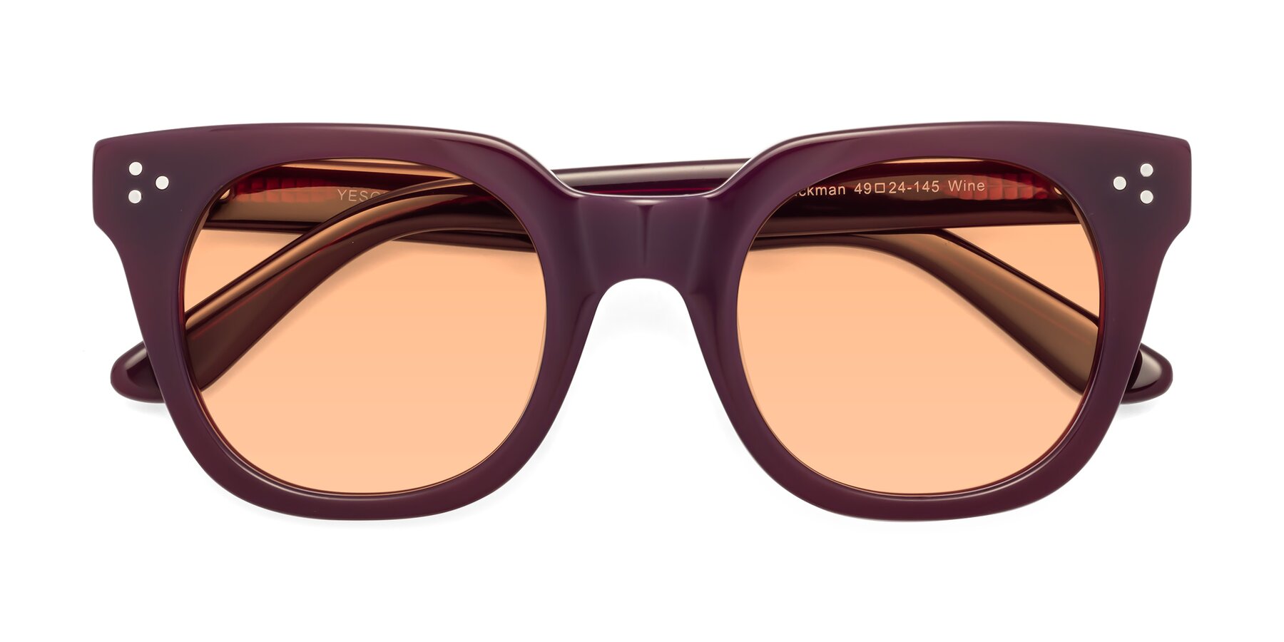 Folded Front of Jackman in Wine with Light Orange Tinted Lenses