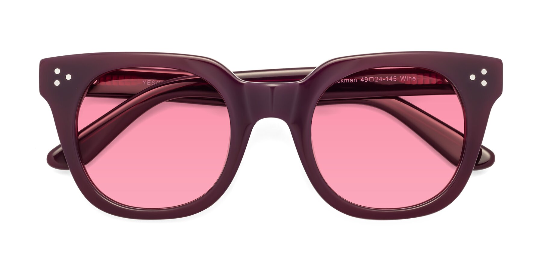Folded Front of Jackman in Wine with Pink Tinted Lenses