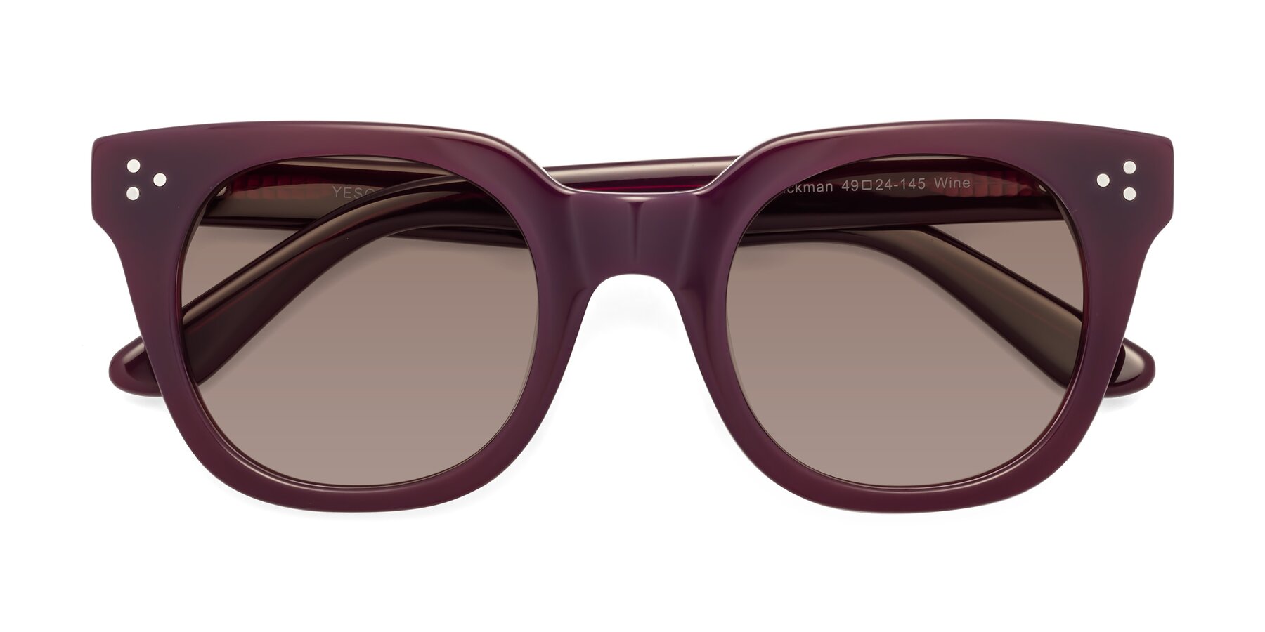 Folded Front of Jackman in Wine with Medium Brown Tinted Lenses