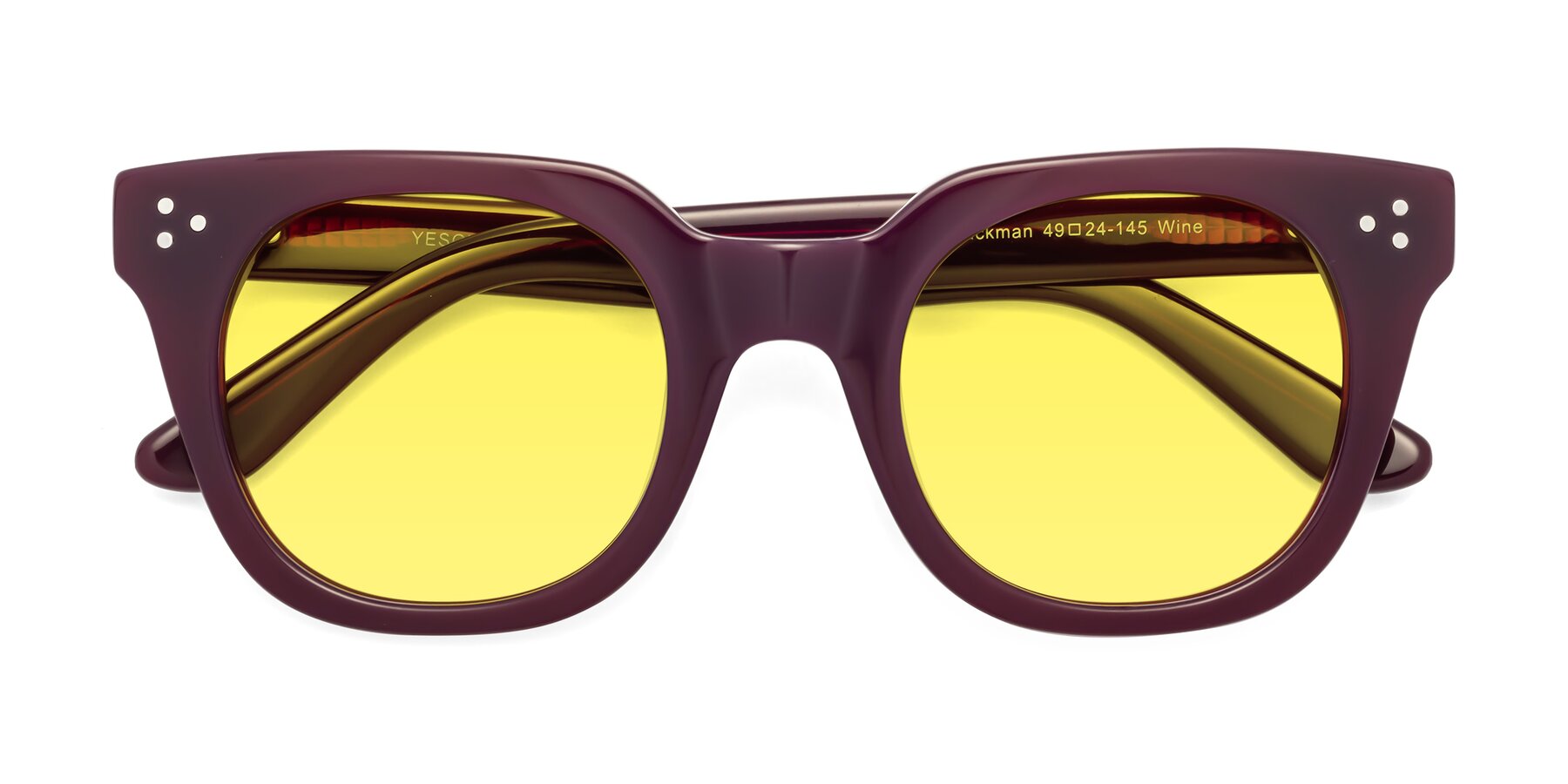 Folded Front of Jackman in Wine with Medium Yellow Tinted Lenses