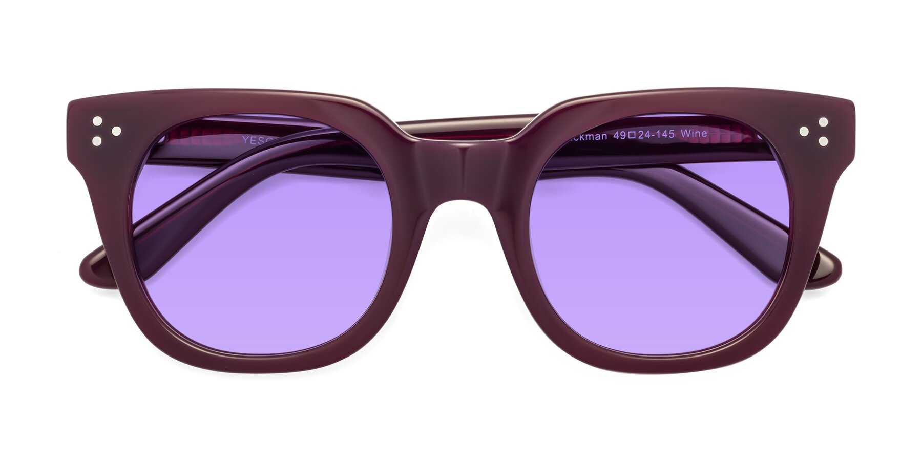 Folded Front of Jackman in Wine with Medium Purple Tinted Lenses