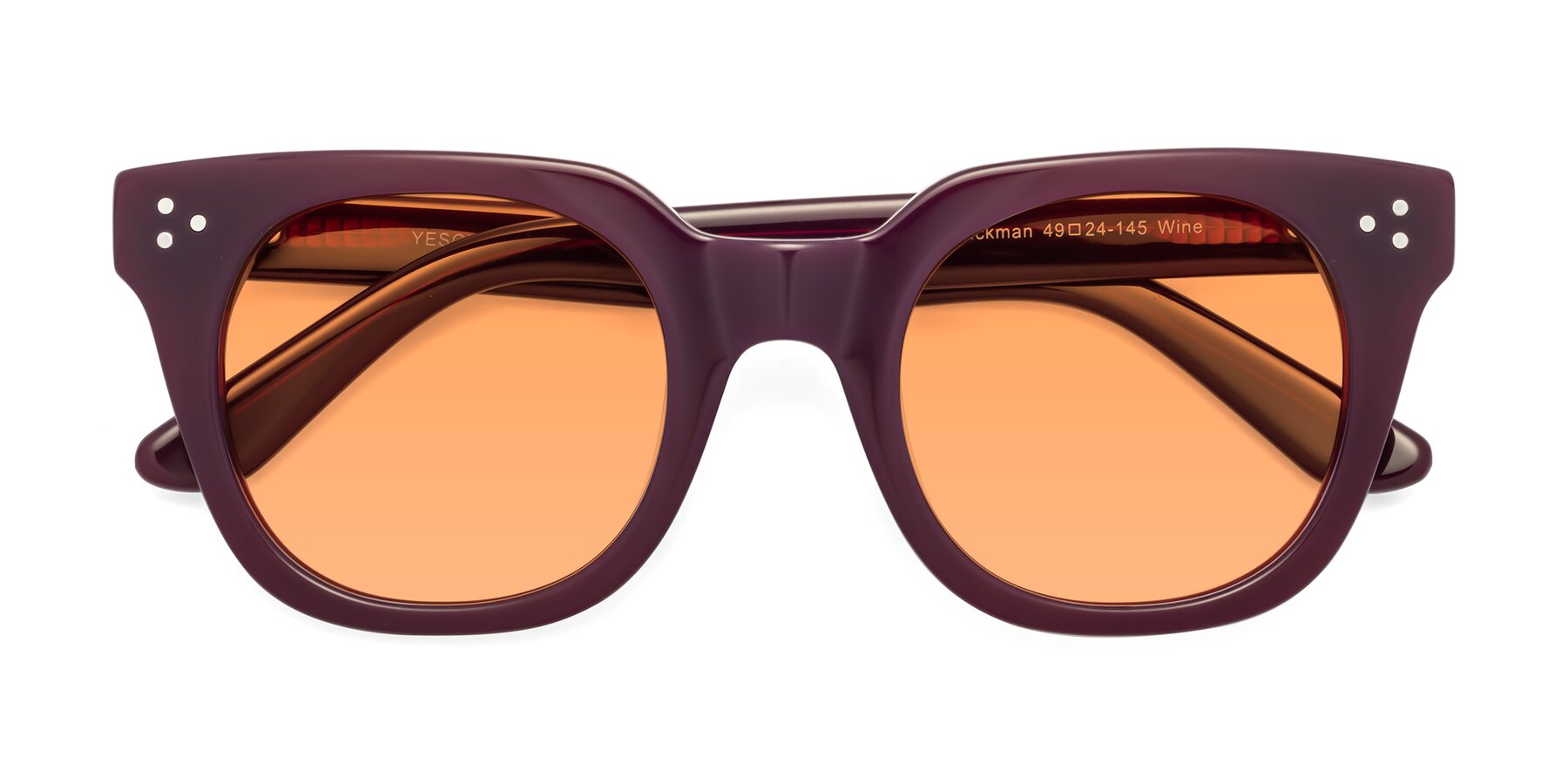 Folded Front of Jackman in Wine with Medium Orange Tinted Lenses