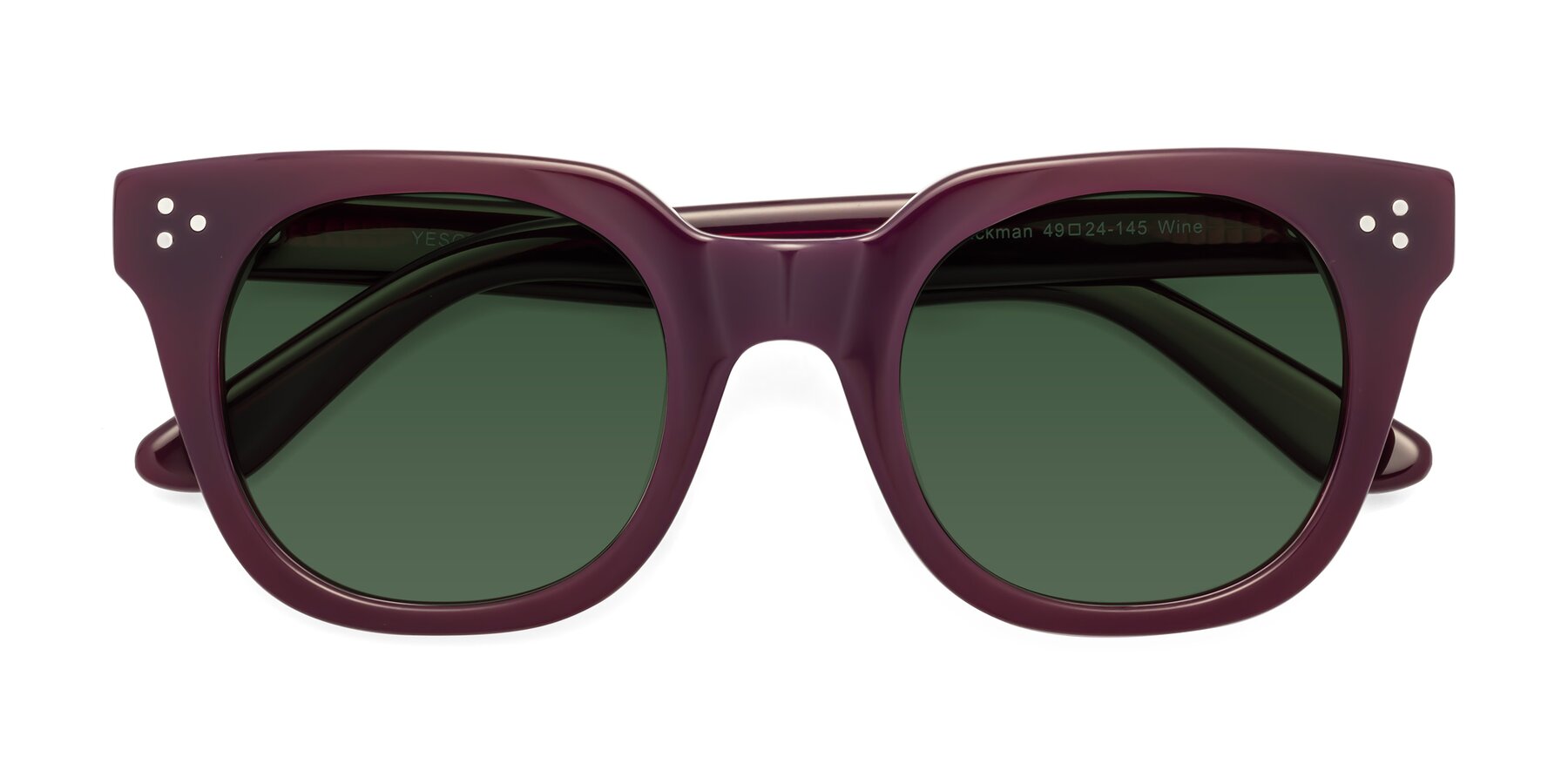 Folded Front of Jackman in Wine with Green Tinted Lenses