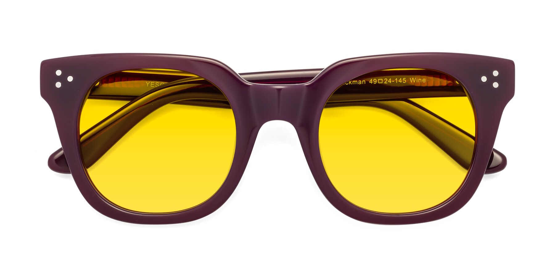 Folded Front of Jackman in Wine with Yellow Tinted Lenses