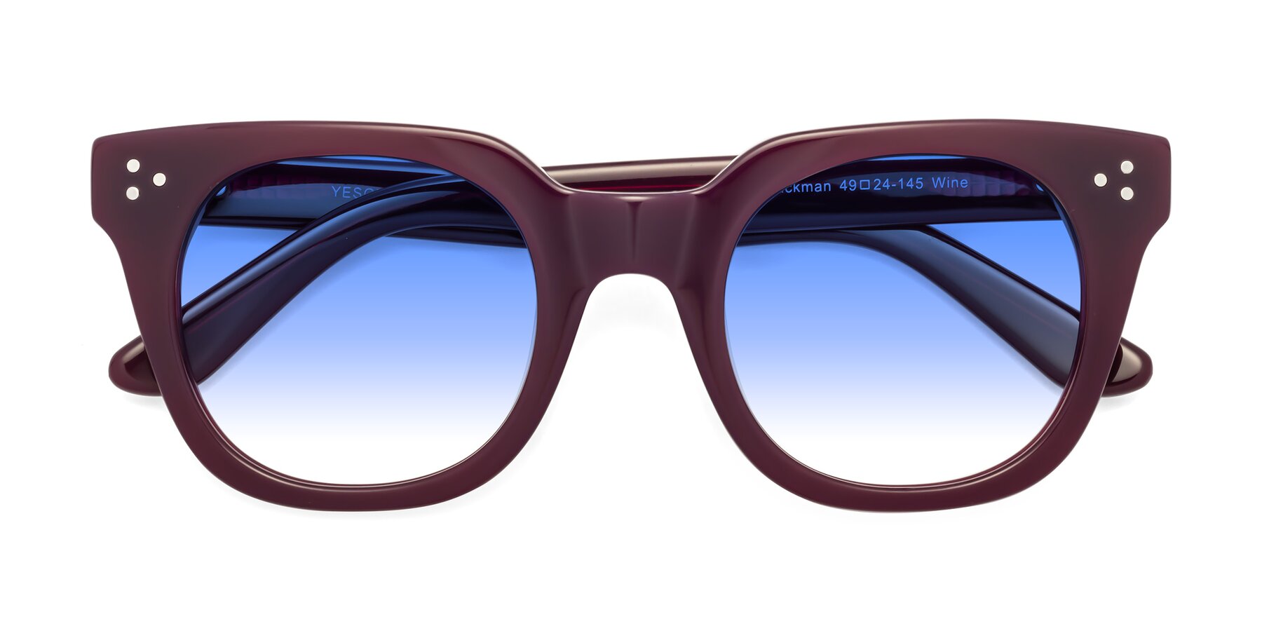 Folded Front of Jackman in Wine with Blue Gradient Lenses