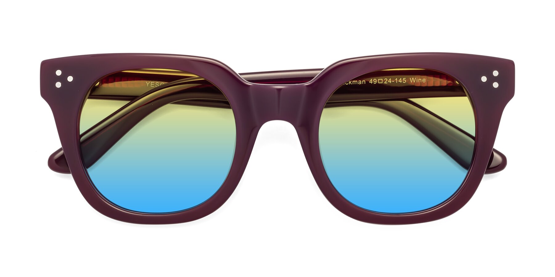 Folded Front of Jackman in Wine with Yellow / Blue Gradient Lenses