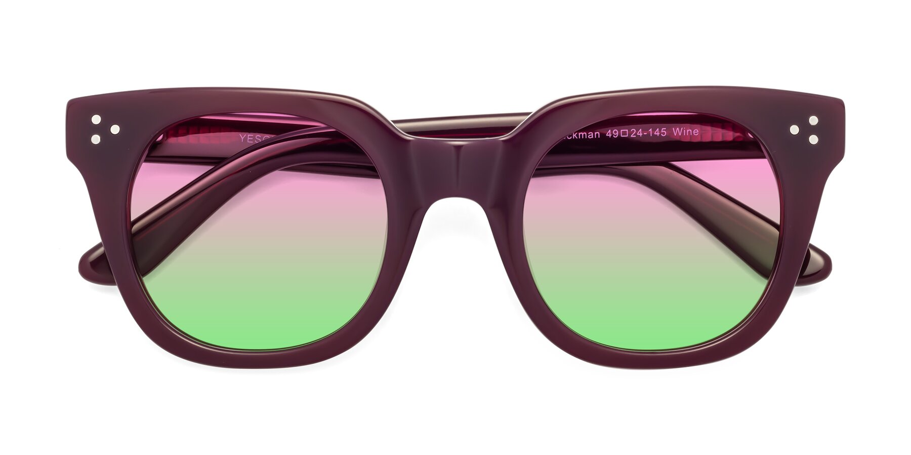 Folded Front of Jackman in Wine with Pink / Green Gradient Lenses