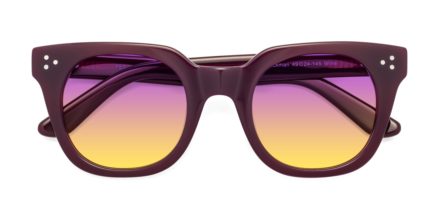 Folded Front of Jackman in Wine with Purple / Yellow Gradient Lenses