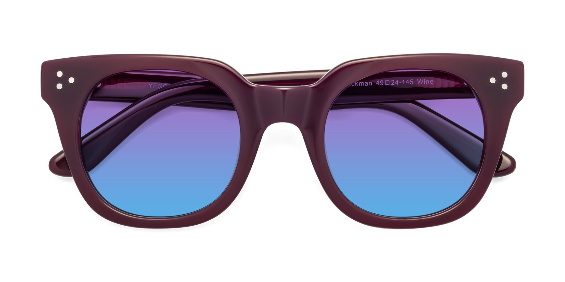 Folded Front of Jackman in Wine with Purple / Blue Gradient Lenses