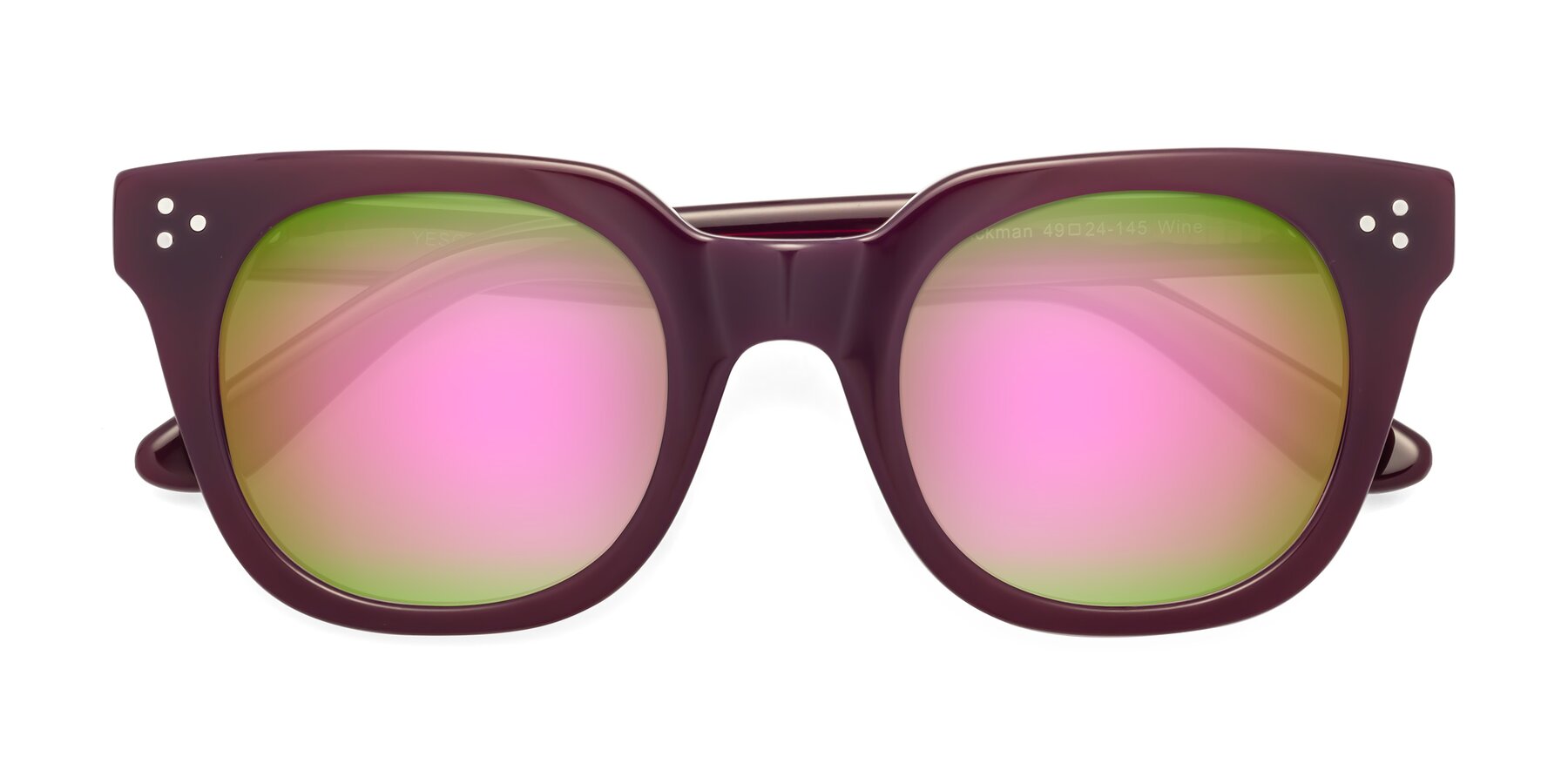 Folded Front of Jackman in Wine with Pink Mirrored Lenses