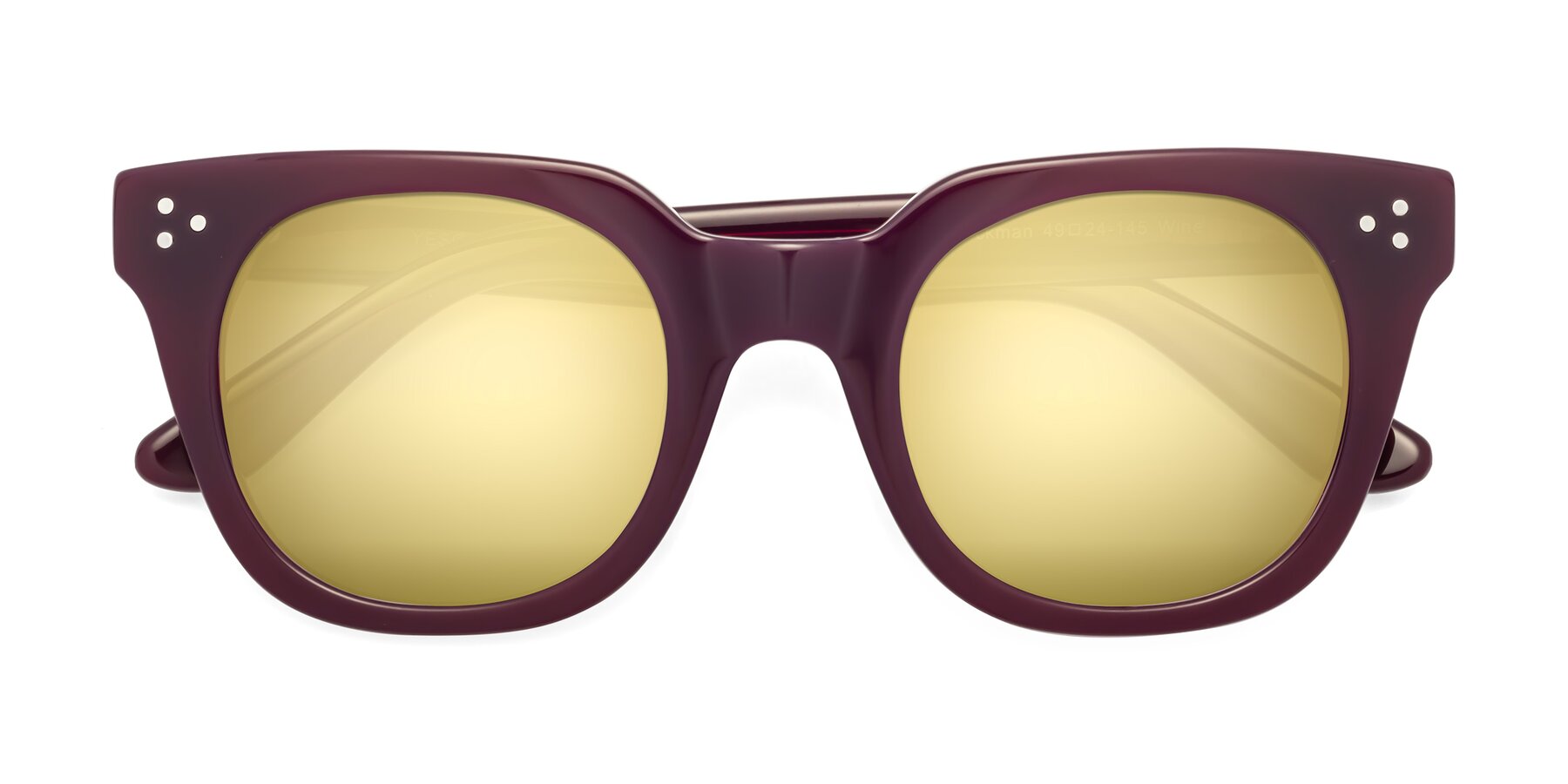 Folded Front of Jackman in Wine with Gold Mirrored Lenses