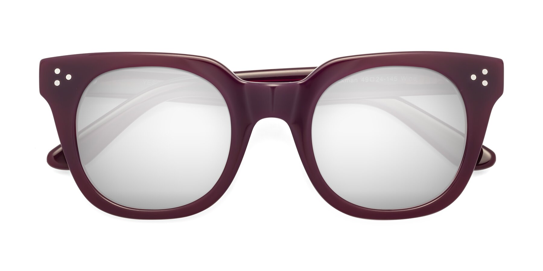 Folded Front of Jackman in Wine with Silver Mirrored Lenses