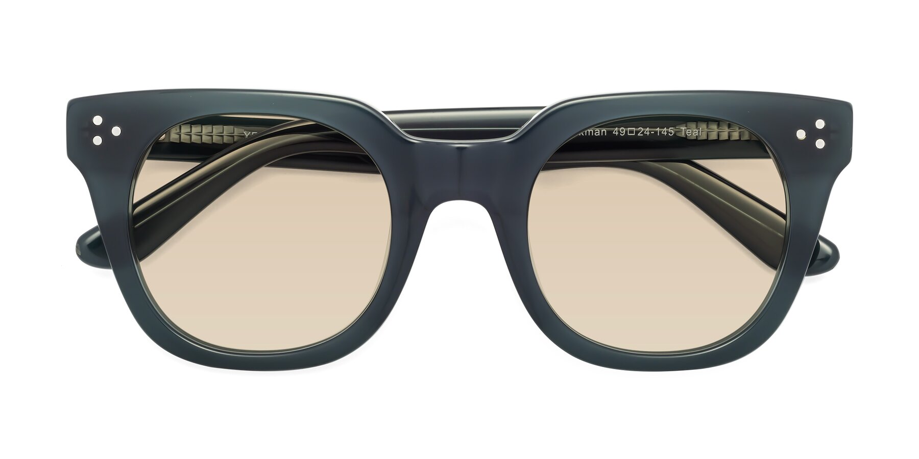 Folded Front of Jackman in Teal with Light Brown Tinted Lenses
