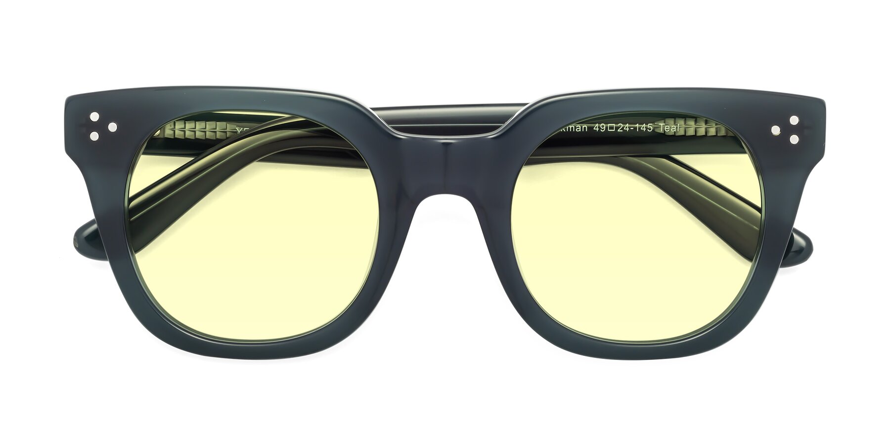 Folded Front of Jackman in Teal with Light Yellow Tinted Lenses