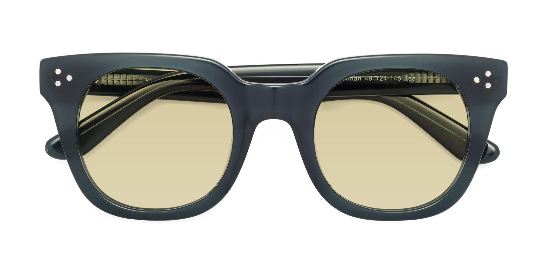 Folded Front of Jackman in Teal with Light Champagne Tinted Lenses