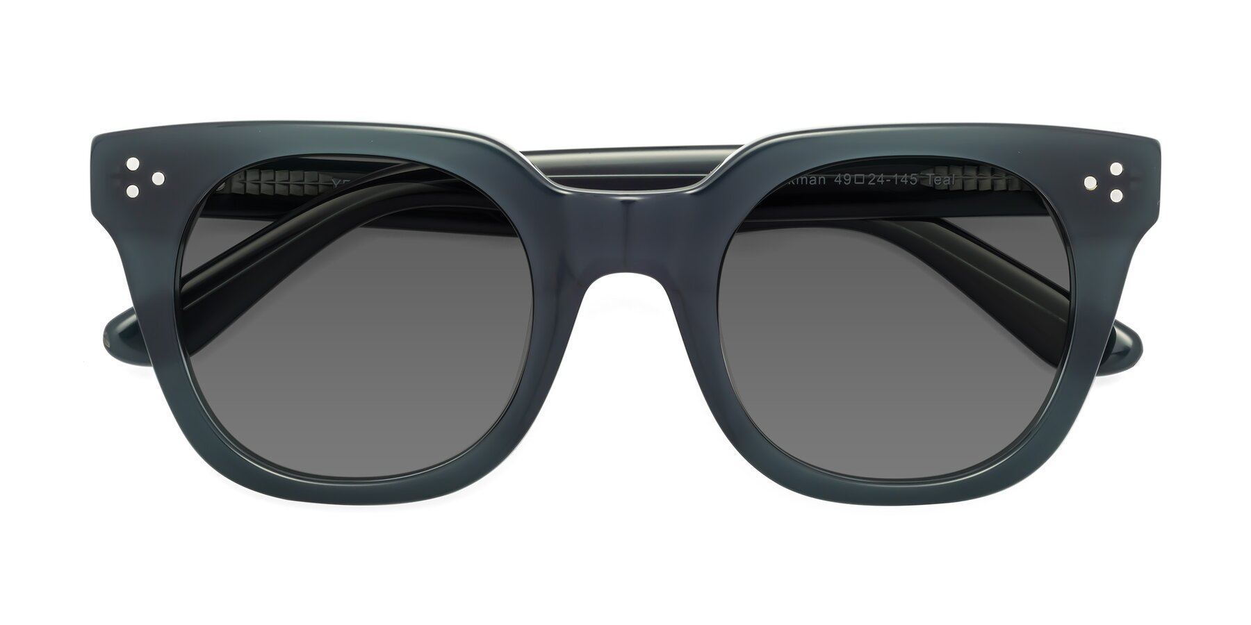 Folded Front of Jackman in Teal with Medium Gray Tinted Lenses