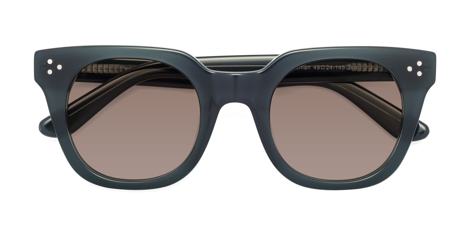 Folded Front of Jackman in Teal with Medium Brown Tinted Lenses