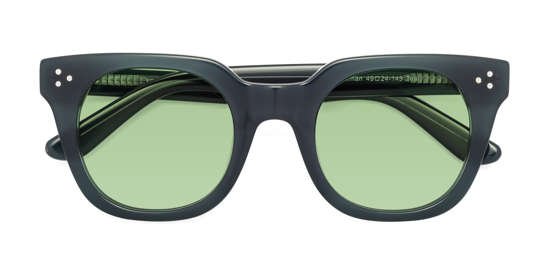 Folded Front of Jackman in Teal with Medium Green Tinted Lenses