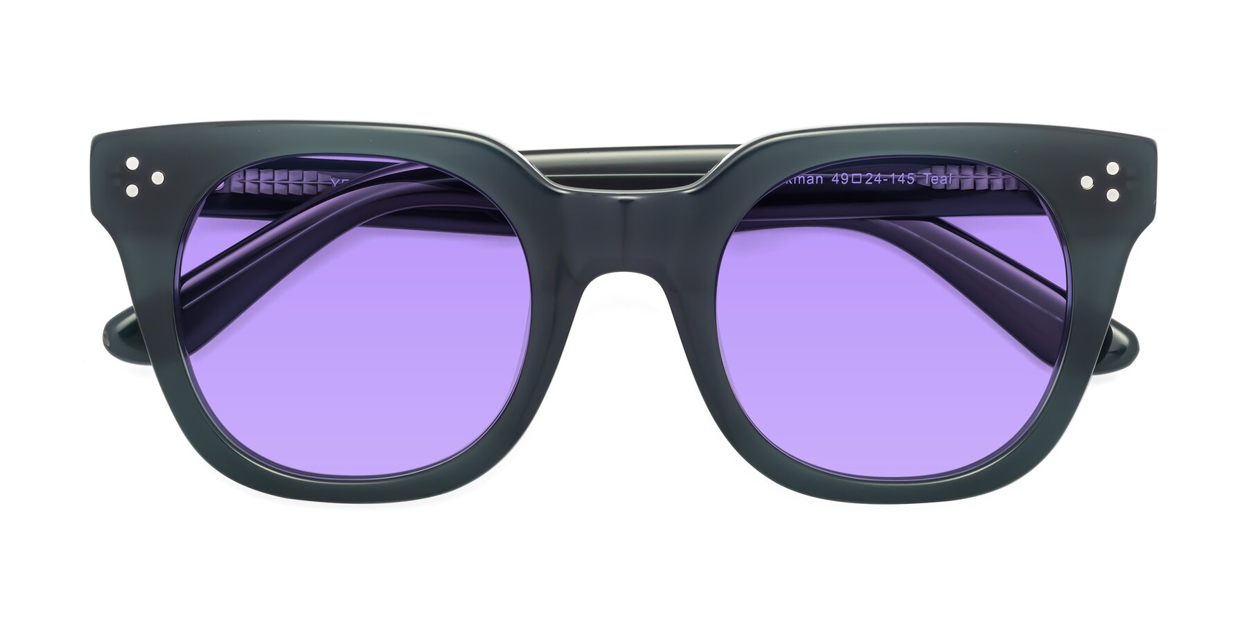 Folded Front of Jackman in Teal with Medium Purple Tinted Lenses